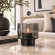  Windlicht Cilinder op voet rookglas Grey
